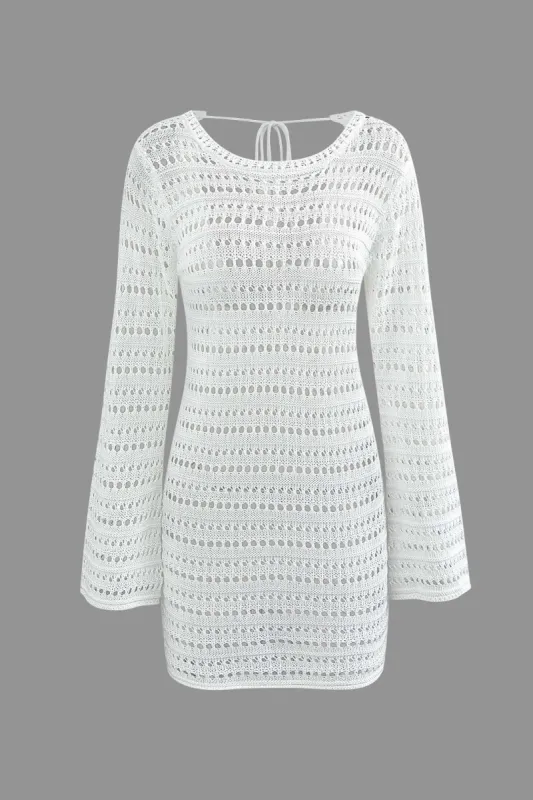 Open Knit Tie Back Cut Out Long Sleeve Dress sold by Micas