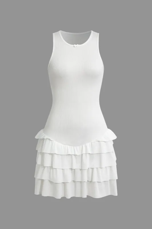 Solid Sleeveless Ruffle Hem Tank Mini Dress sold by Micas