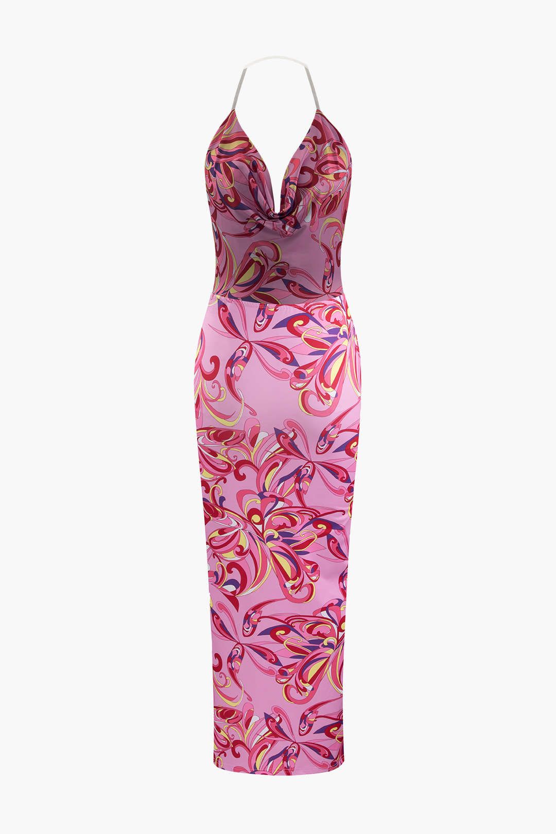 Printed Cowl Neck Halter Backless Maxi Dress sold by Micas product image thumbnail 2