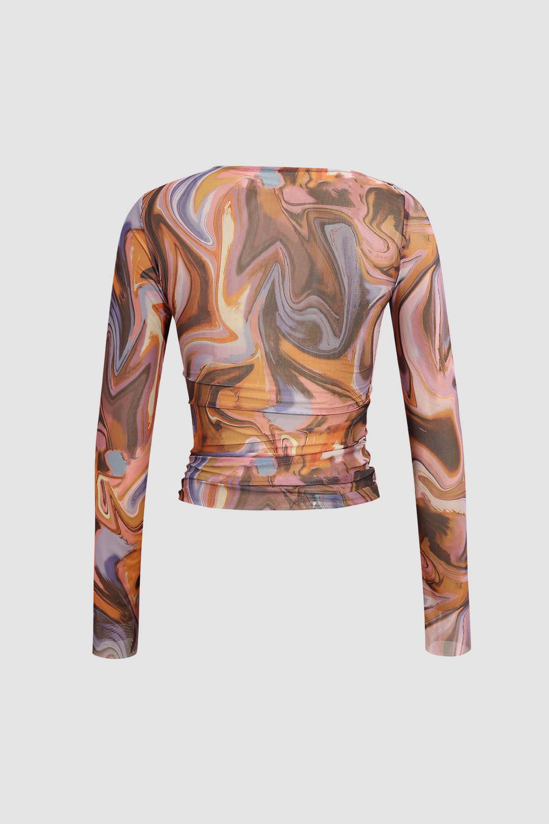 Abstract Print Sheer Mesh Long SLeeve Top sold by Micas product image thumbnail 2