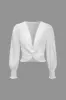 Basic Solid Twist V-Neck Long-Sleeve Shirt sold by Micas