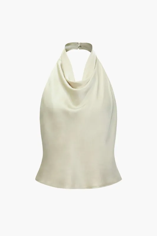 Satin Cowl Neck Halter Top sold by Micas
