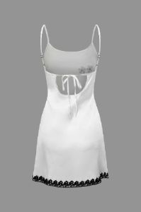 Floral Embroidery Tie Back Split Mini Dress sold by Micas