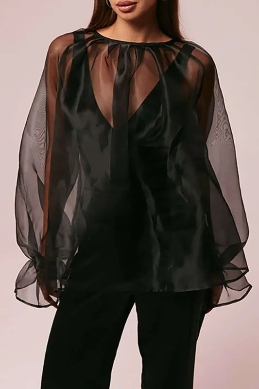 Sheer Puff Sleeve Blouse sold by Micas