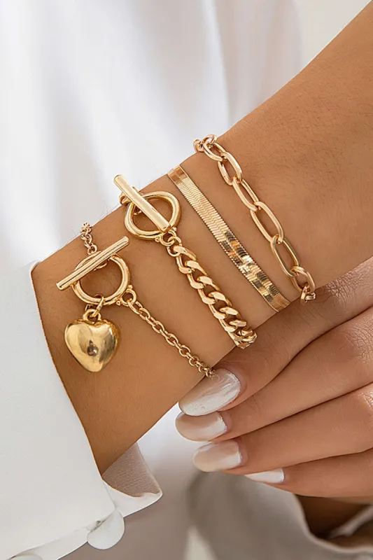 4pc Metal Chain Bracelet Set sold by Micas