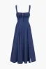 Solid Ruched Bust Back Tie Slit Midi Dress sold by Micas