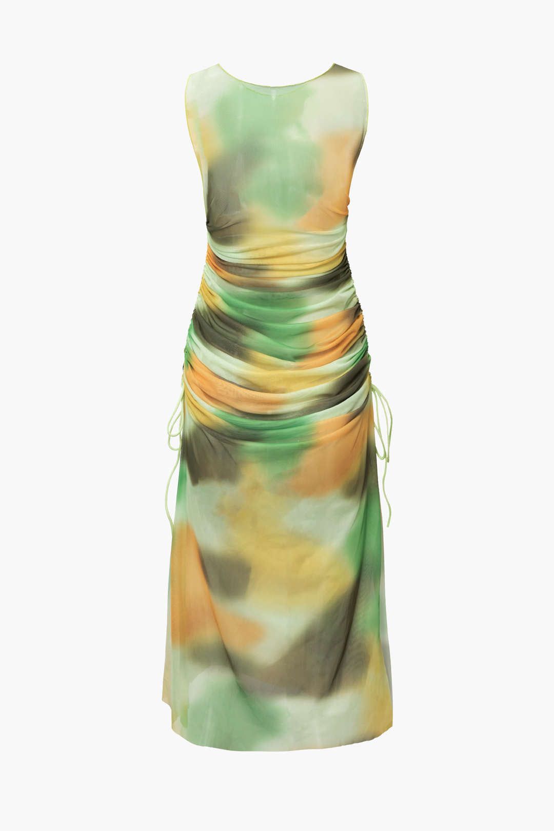 Tie Dye Mesh Ruched Sleeveless Midi Dress sold by Micas product image thumbnail 2