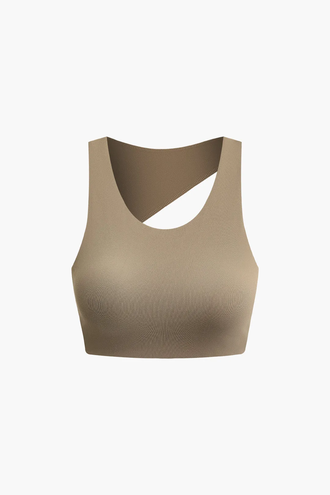 Solid Cut Out Asymmetrical Sports Bra sold by Micas