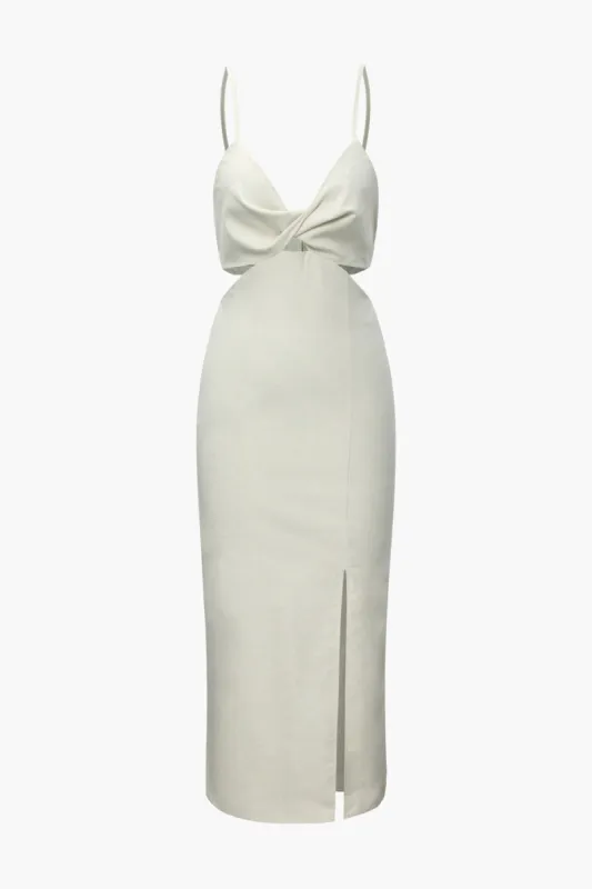 Twist Front Cut Out Slit Maxi Slip Dress sold by Micas