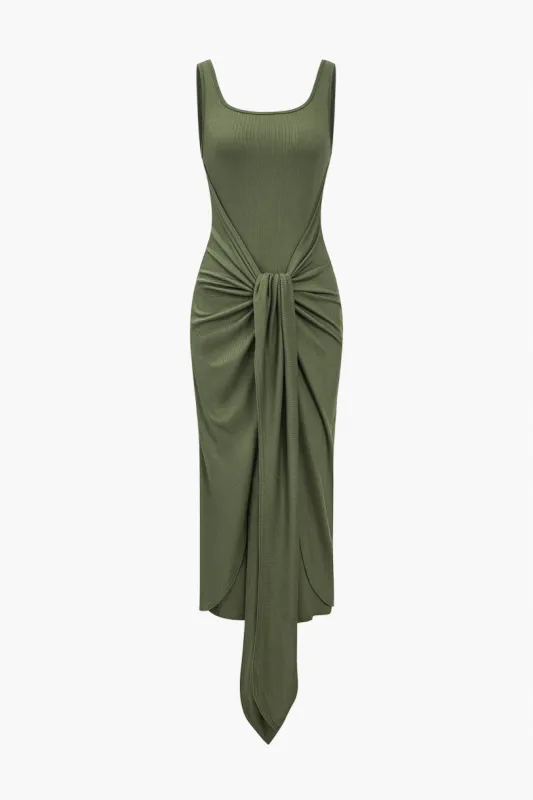 Solid Twist Knot Midi Dress sold by Micas