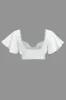 Solid Layered Ruffled Edges Bustier Crop Shortærme skjorte sold by Micas