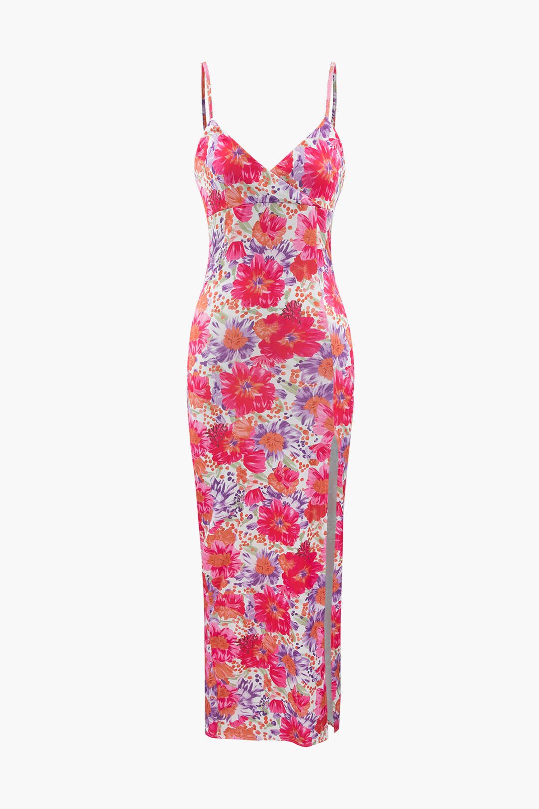 Floral Print V-neck Side Slit Maxi Dress sold by Micas