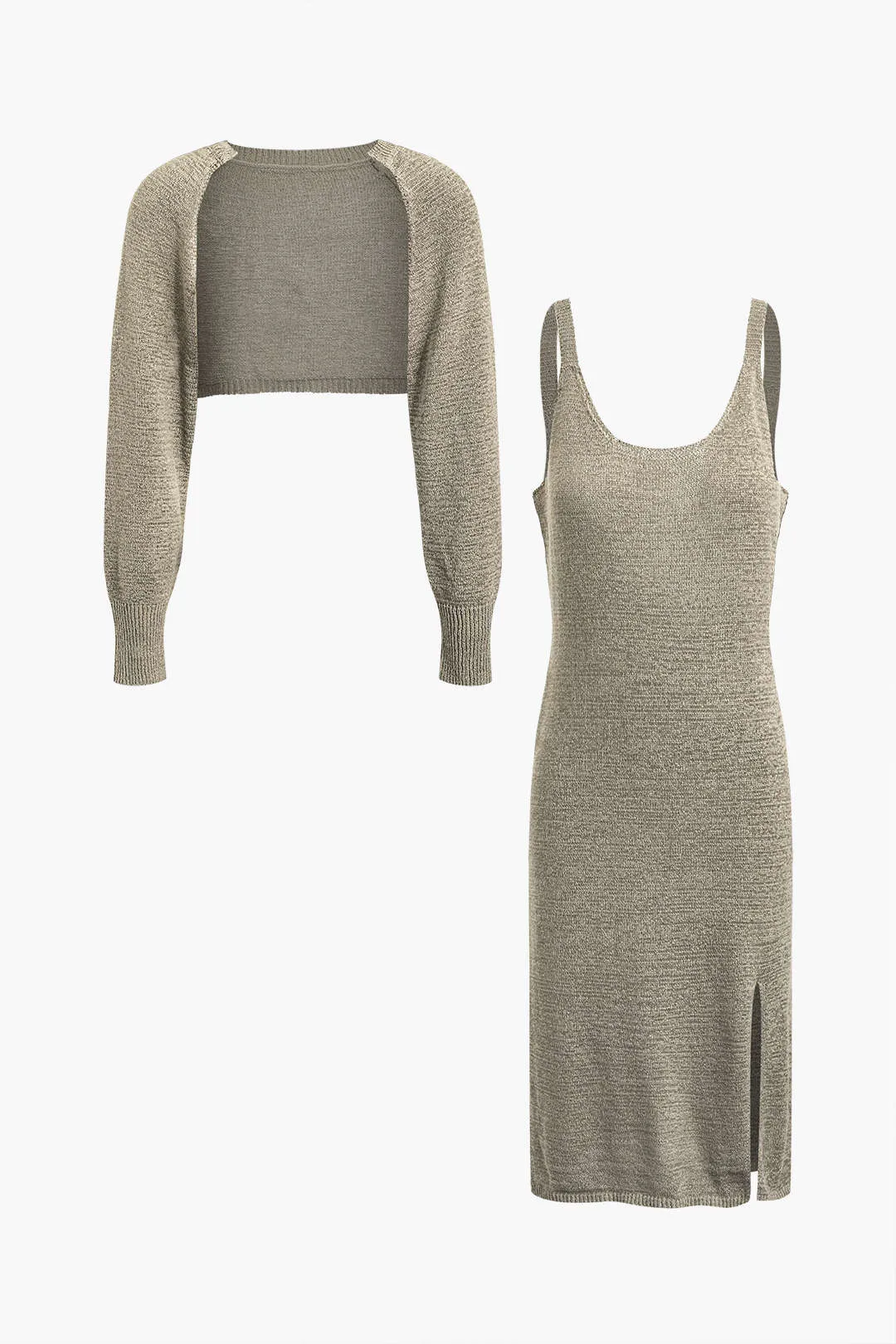 Solid strik spalt stroppekjole og skuldersæt sold by Micas product image thumbnail 5