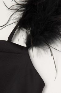 Feather Strap Satin Cowl Neck Maxi Dress sold by Micas