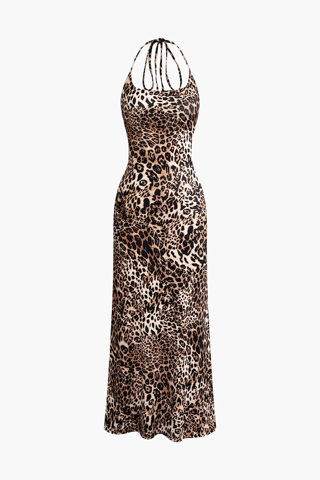 Leopard Print Halter Maxi Dress sold by Micas