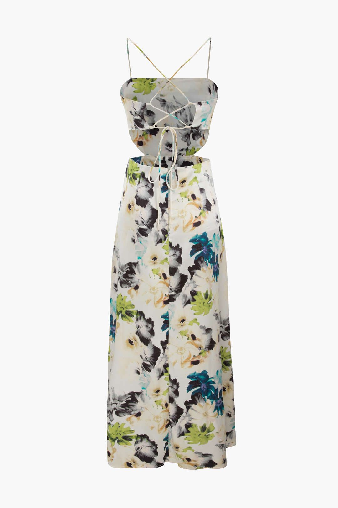Floral Print Satin Tie Back Midi Dress sold by Micas product image thumbnail 2