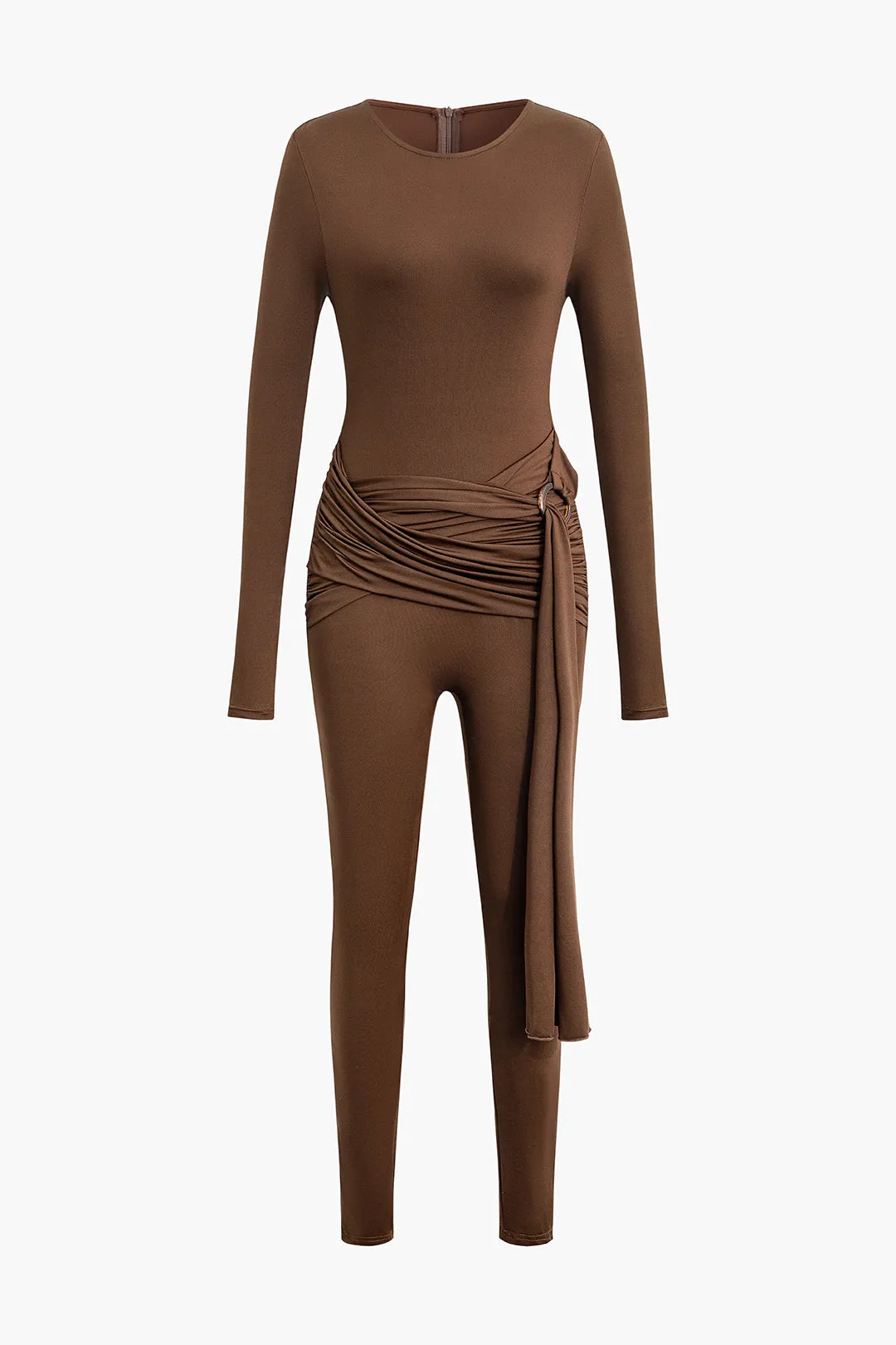 Solid Wrap Tie Long Sleeve Jumpsuit sold by Micas product image thumbnail 2