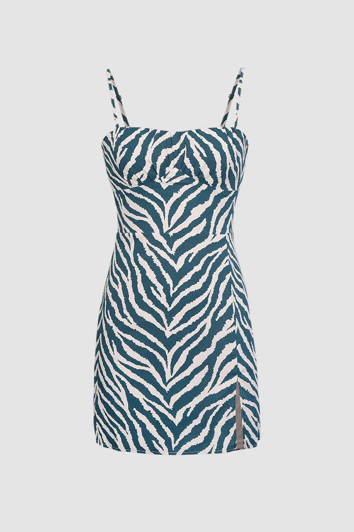Zebra Print Split Mini Dress sold by Micas