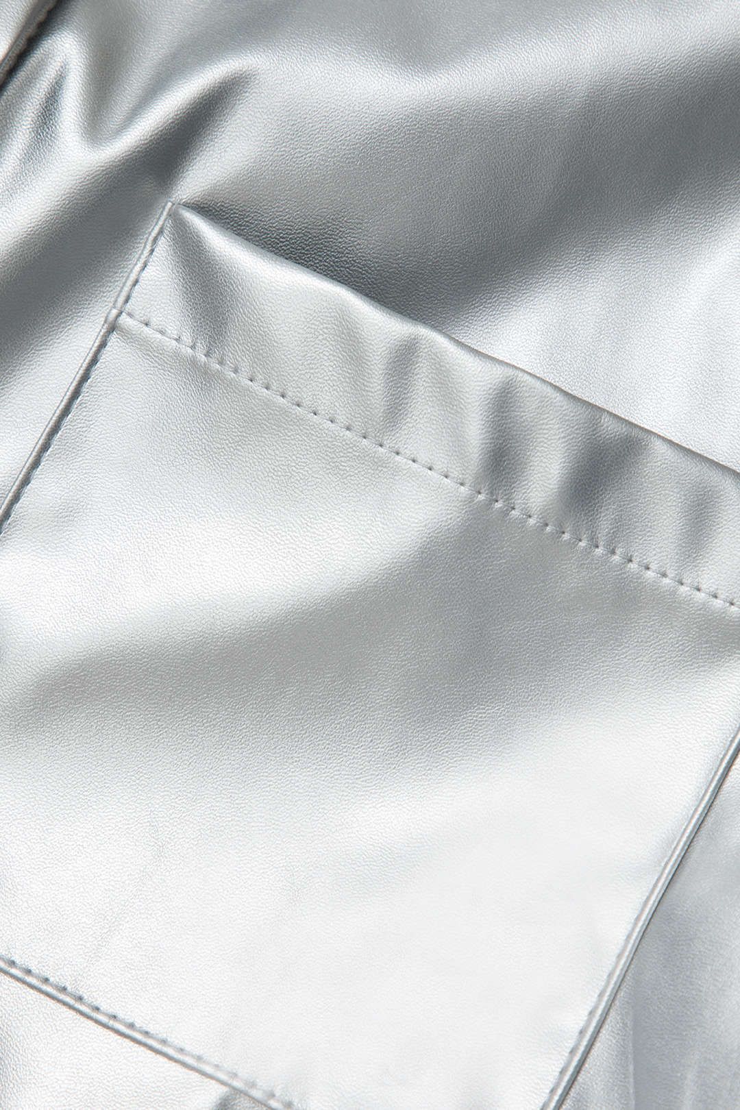 Metallic V-neck Chest Pocket Crop Shirt sold by Micas product image thumbnail 4