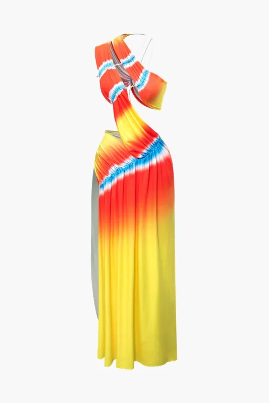 Ombre Asymmetric Cut Out Dress sold by Micas