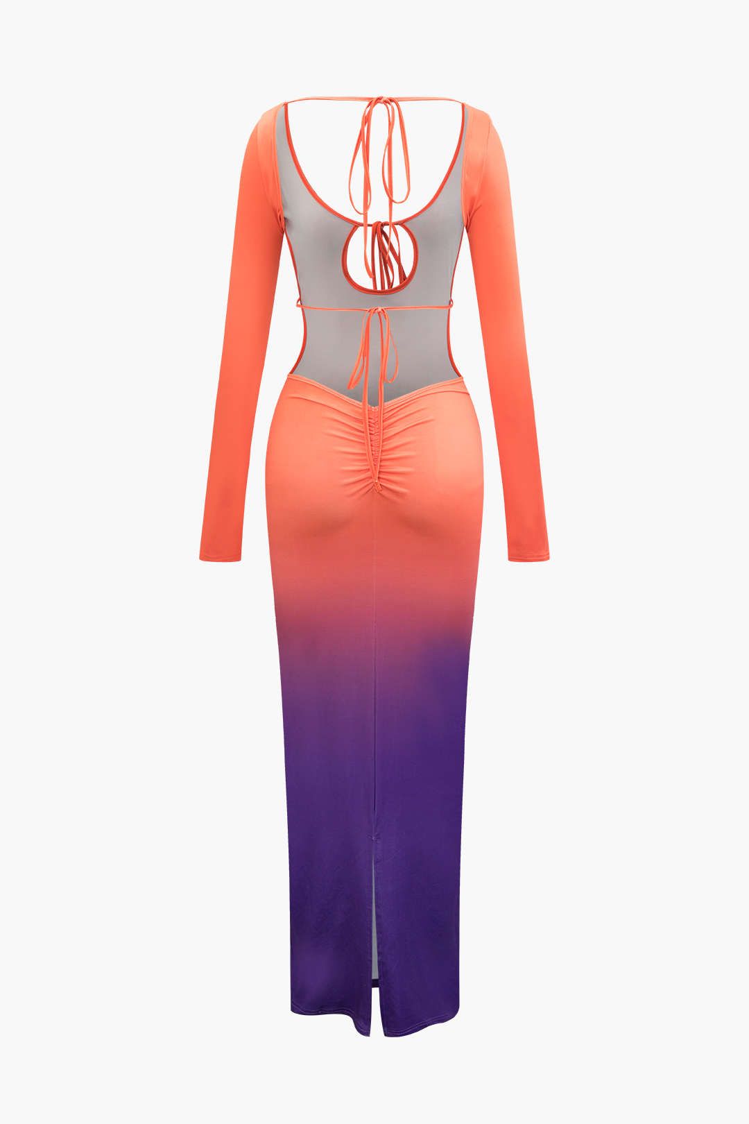 Ombre Strappy Long Sleeve Backless Maxi Dress sold by Micas product image thumbnail 2
