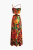 Abstract Print Ring Detail Cut Out Maxi Dress sold by Micas