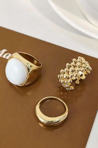 3-pcs Gold Ball Rings Set sold by Micas