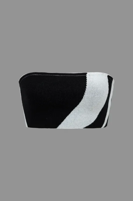 Kontraststrikket tubetop sold by Micas