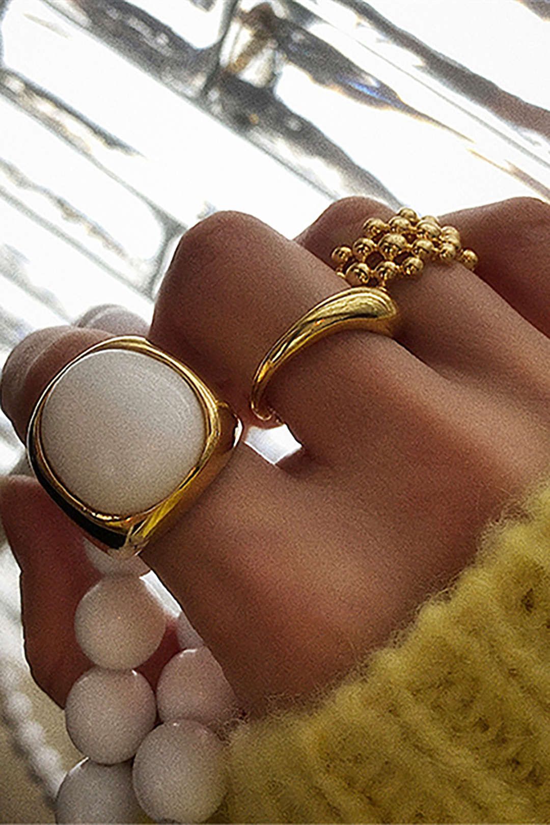 3-pcs Gold Ball Rings Set sold by Micas