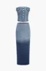 Button Up Tube Top og Ombre Nederdel Denim Suit sold by Micas