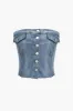 Button Up Tube Top og Ombre Nederdel Denim Suit sold by Micas
