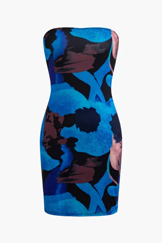 Abstract Print Strapless Mini Dress sold by Micas