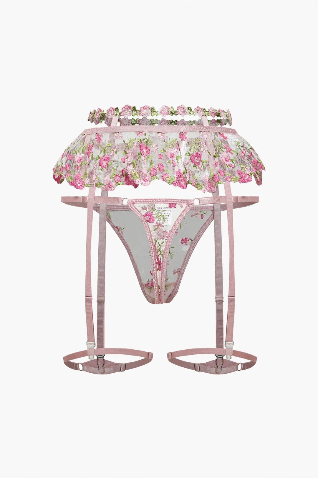 Blomsterbroderi blonder udskåret todelt lingeri sold by Micas product image thumbnail 5