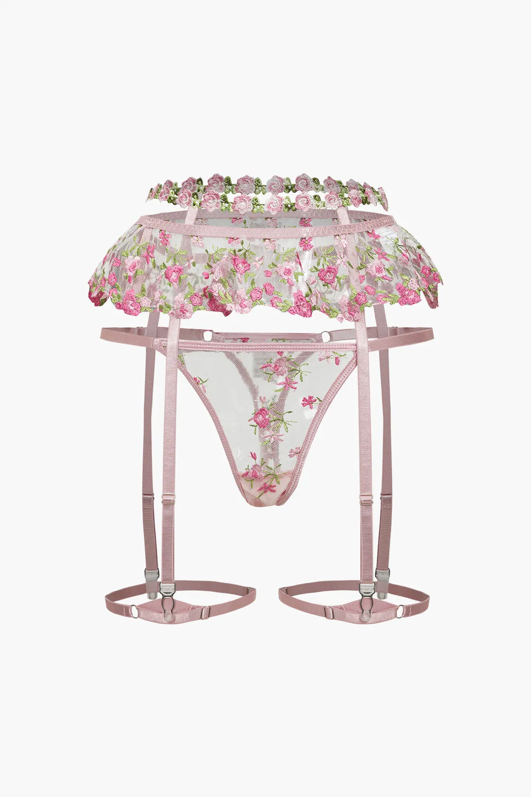 Blomsterbroderi blonder udskåret todelt lingeri sold by Micas product image thumbnail 3