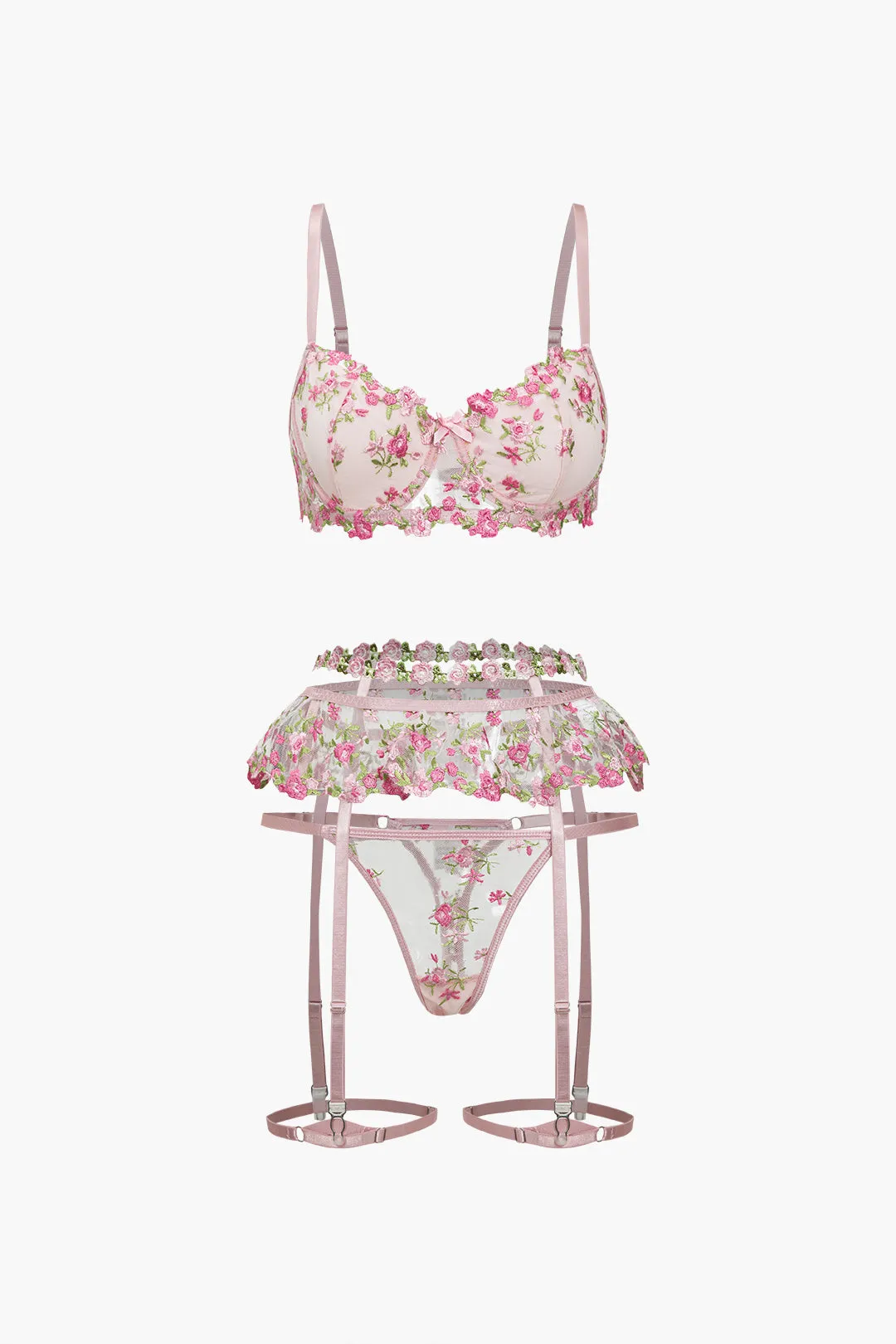 Blomsterbroderi blonder udskåret todelt lingeri sold by Micas