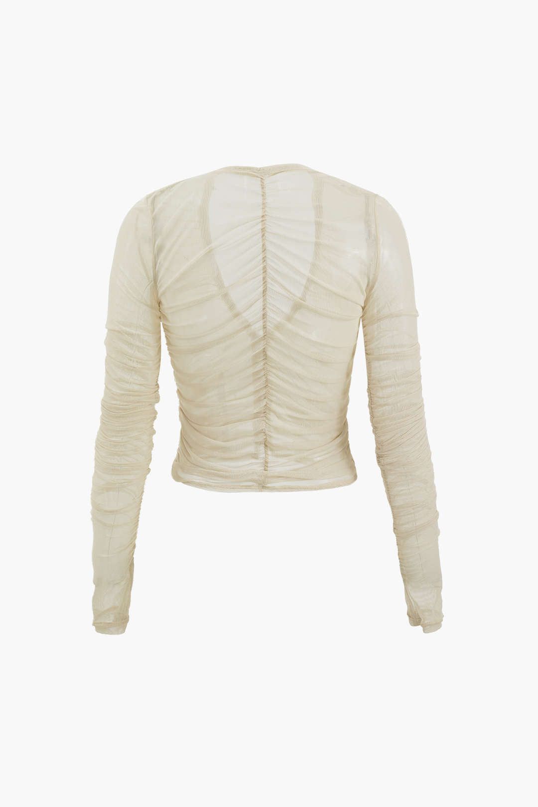 Gathered V-neck Mesh Long Sleeve Top sold by Micas product image thumbnail 2