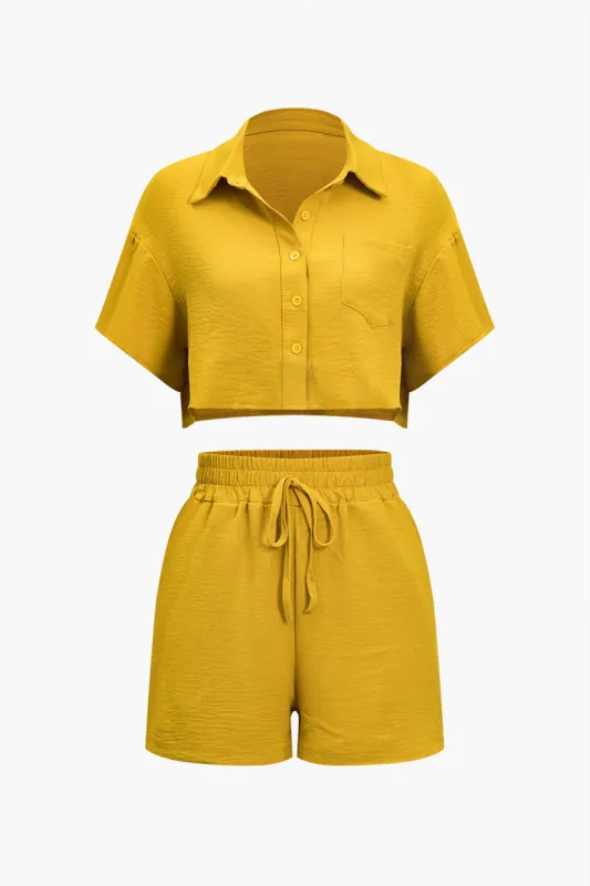 Solid afgrøde top og shorts sæt sold by Micas