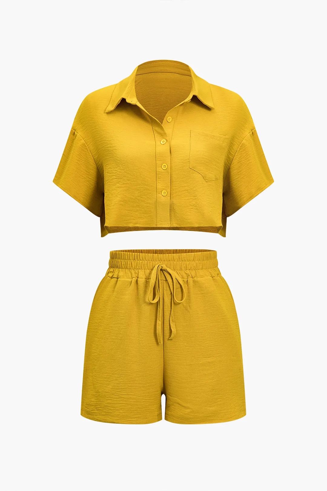 Solid afgrøde top og shorts sæt sold by Micas