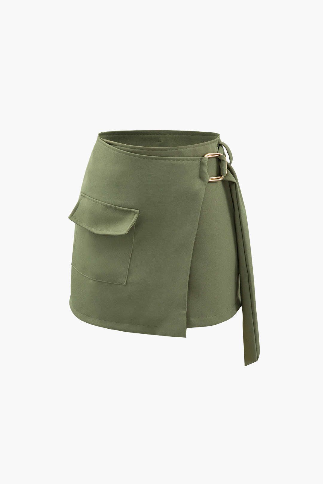 Belted Flap Pocket Wrap Mini Skirt sold by Micas