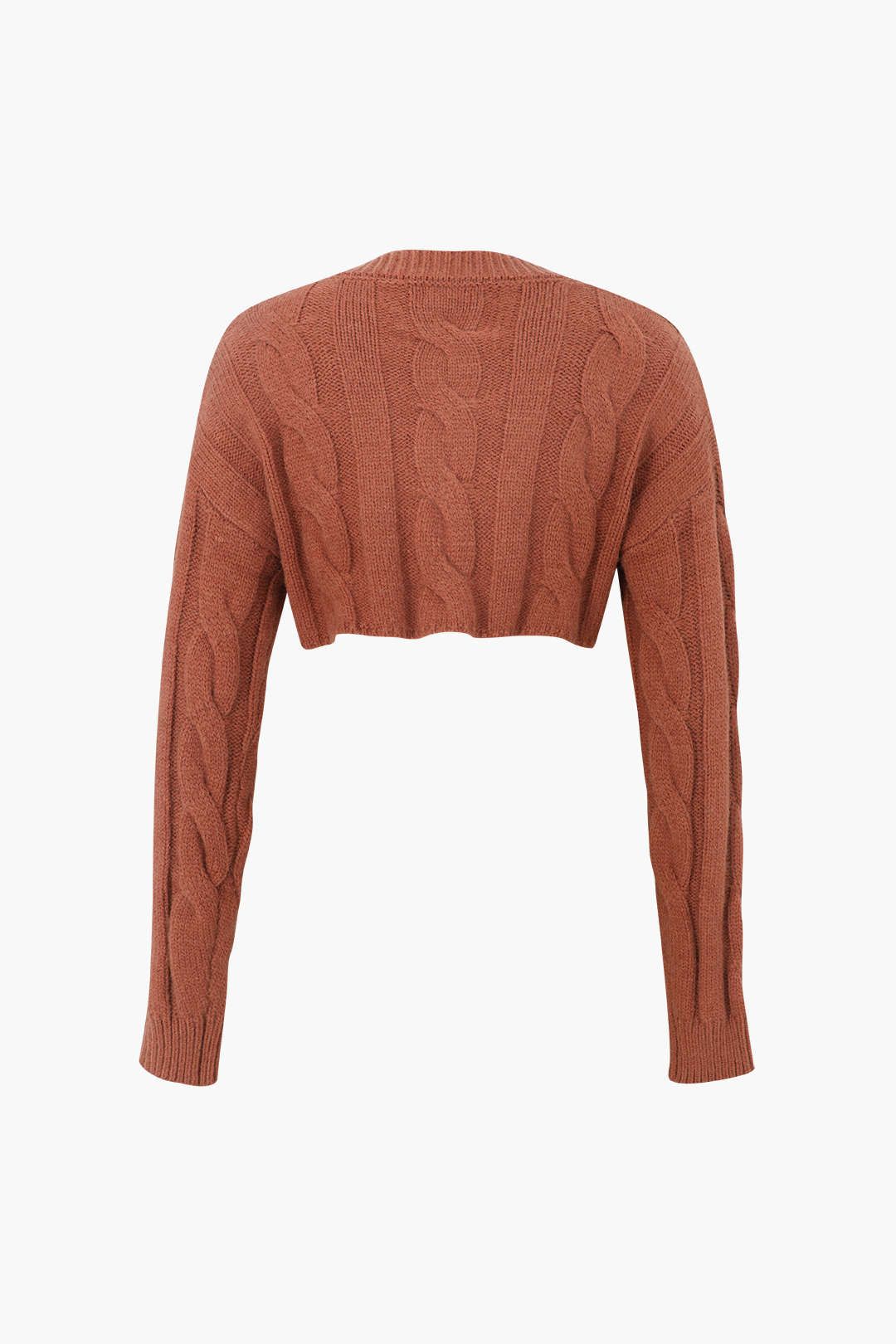 Curved Hem Cropped Cable Knit Sweater sold by Micas product image thumbnail 2