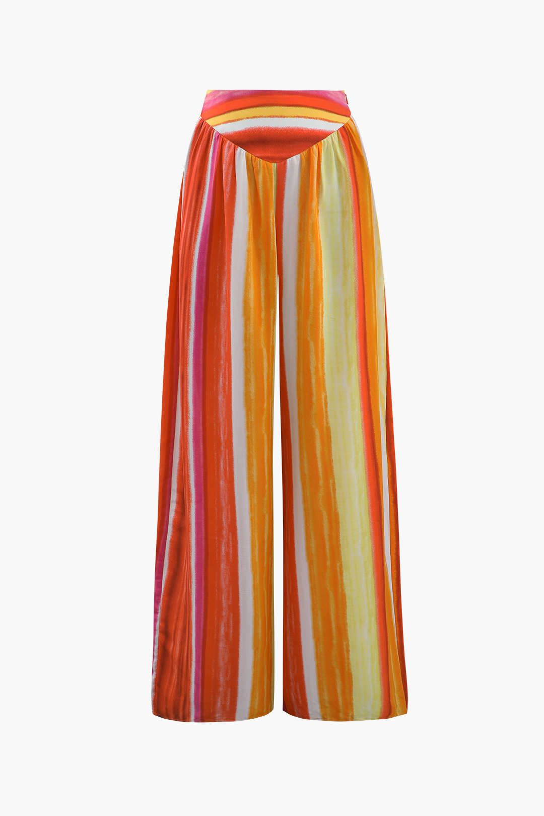Multicolored Stripe High Waisted Wide Leg Pants sold by Micas