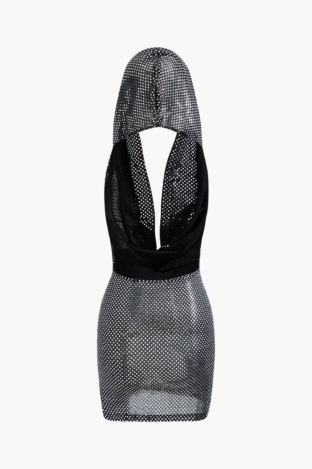 Sequin Cowl Neck Backless Hooded Mini Dress sold by Micas product image thumbnail 3