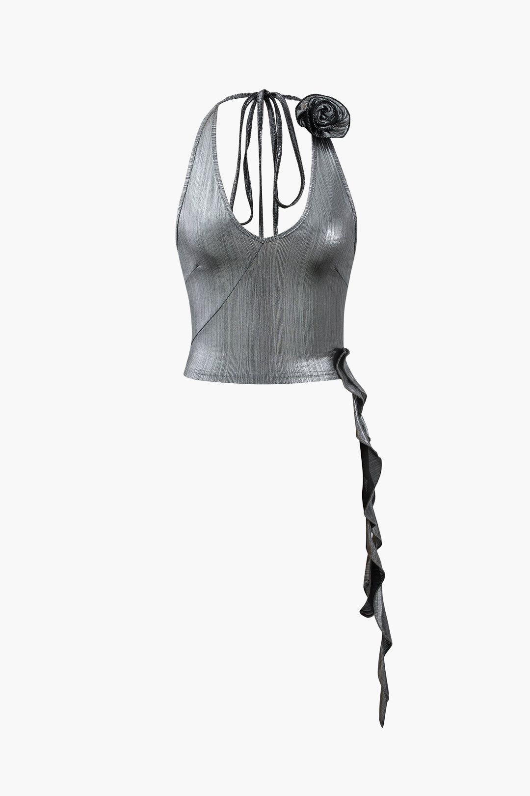Metallic Rose Corsage Halter Top sold by Micas