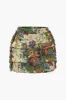 Retro blomsterprint frynse lynlås mini nederdel sold by Micas