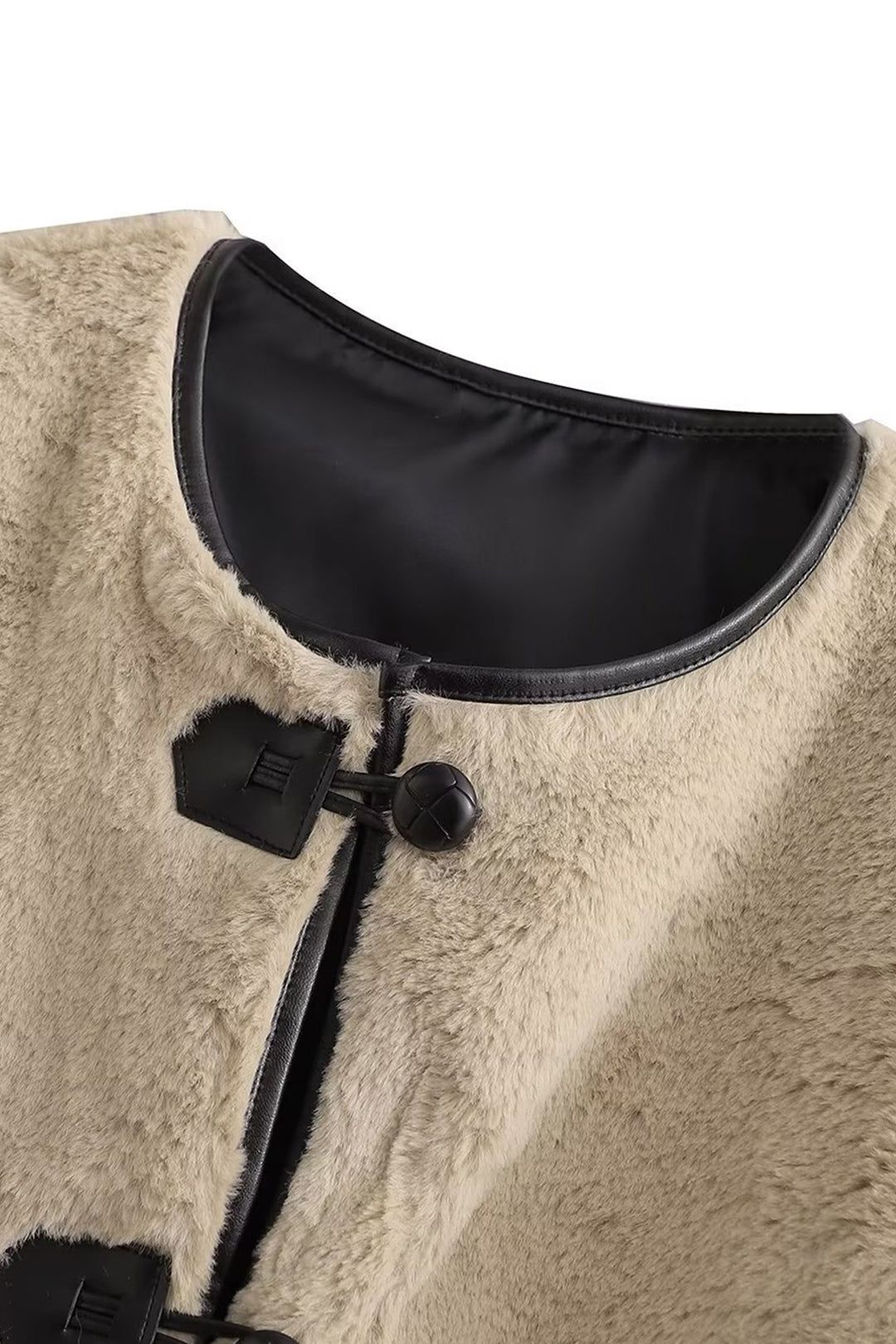 Faux Fur Effect Toggle Button Long Sleeve Coat sold by Micas product image thumbnail 4