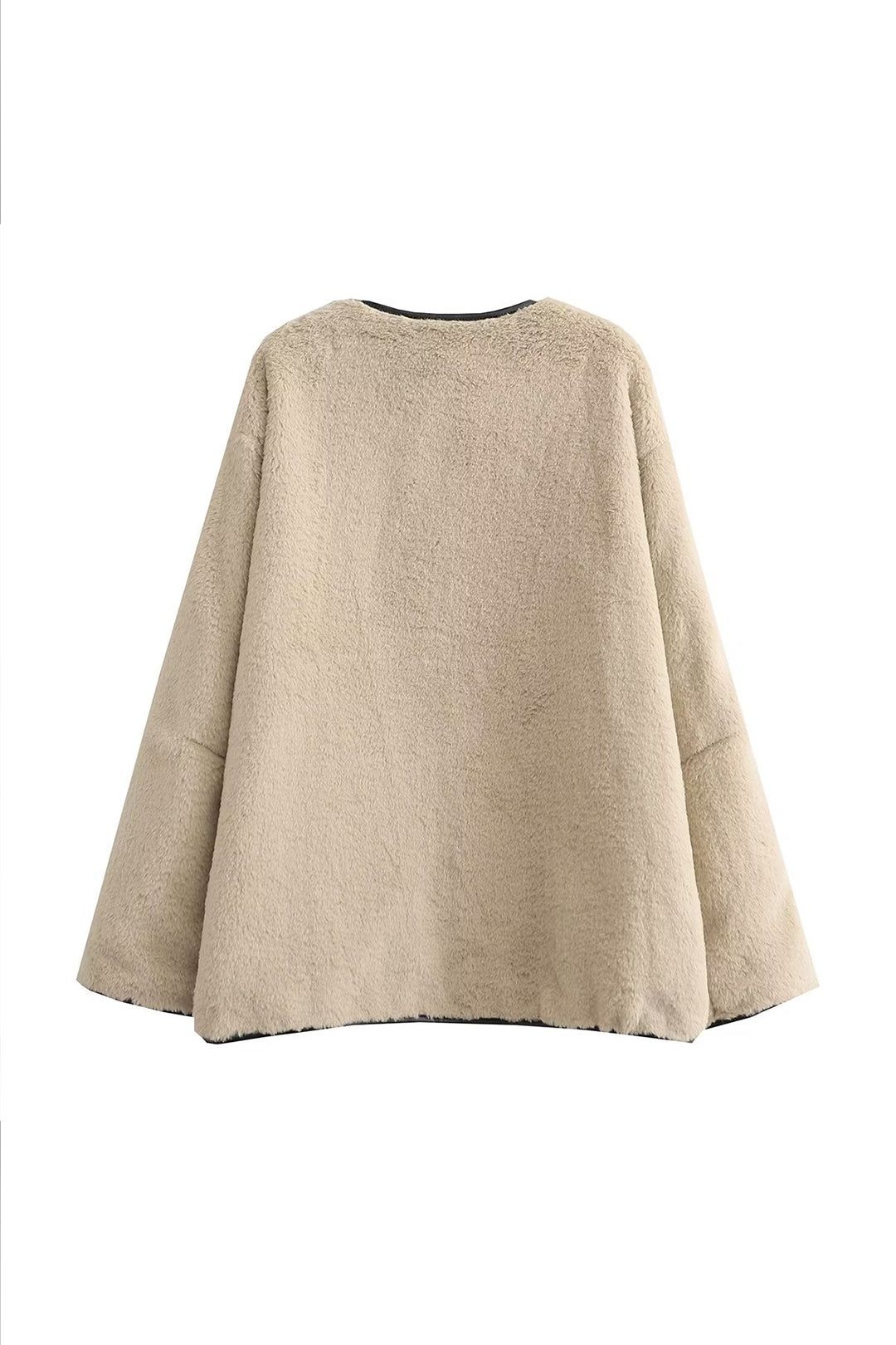 Faux Fur Effect Toggle Button Long Sleeve Coat sold by Micas product image thumbnail 3