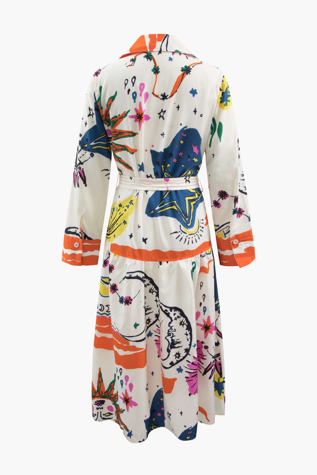 Printed Belted Long Sleeve Shirt Dress sold by Micas product image thumbnail 2