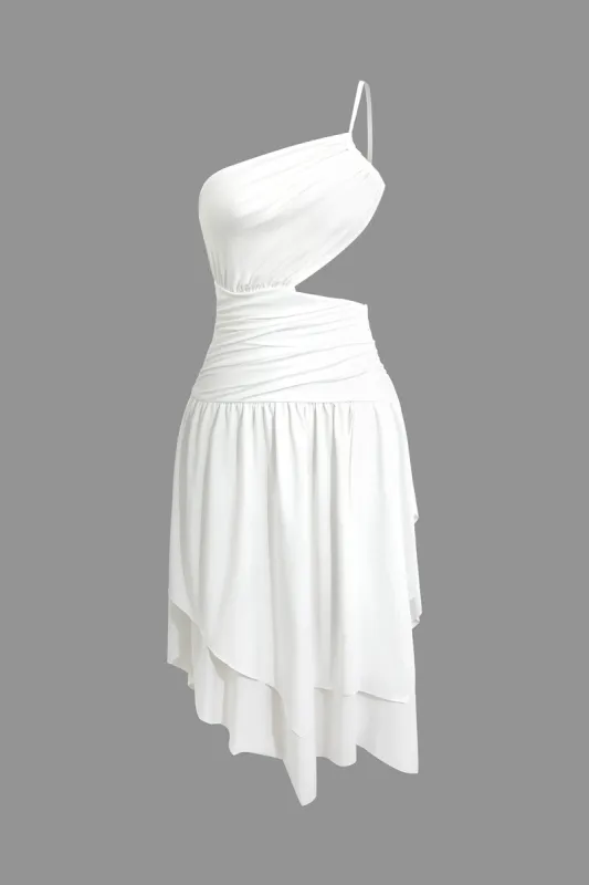 Solid Backless Asymmetrical Midi Dress sold by Micas