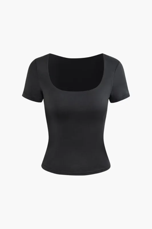 Solid Square Neck T-shirt sold by Micas