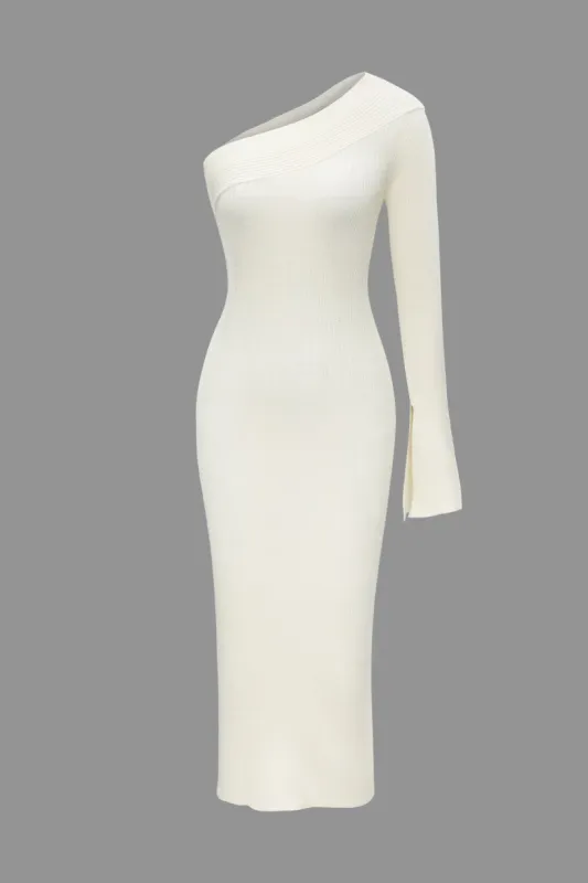 One Shoulder Rib Knit Maxi Dress sold by Micas